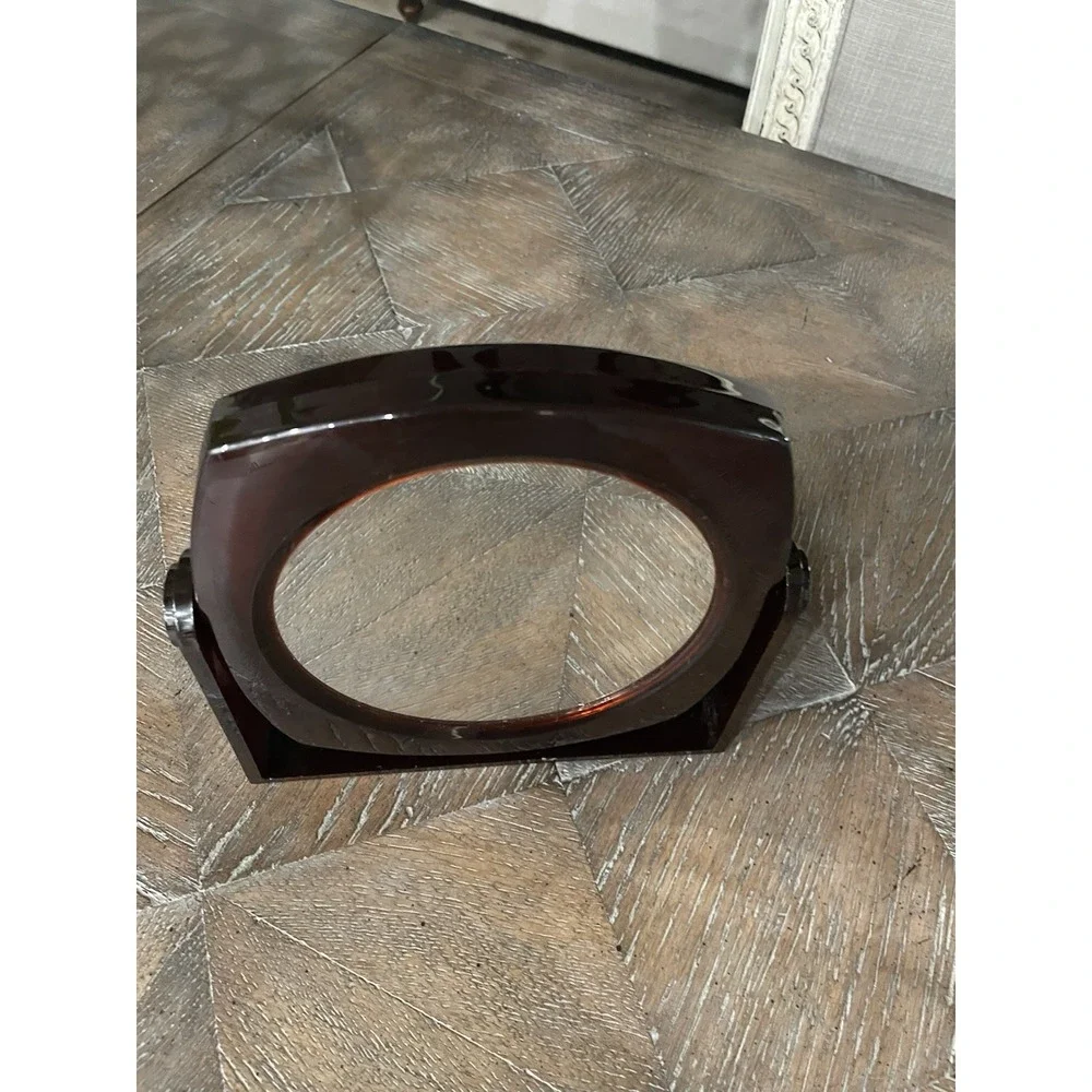 Vintage Brown Lucite Vanity Makeup Mirror Double Sided Swivel Tilt Tabletop